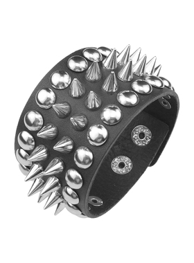 银色球形铆钉圆锥尖刺钉朋克手链