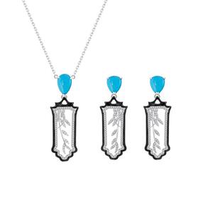 CIGALONG龙梓嘉雨后烟柳松石绿耳钉项链绿松石故宫系列新中式珠宝