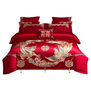 结婚四件套轻奢高级感全棉纯棉红色婚庆床单婚嫁喜被床上用品婚房