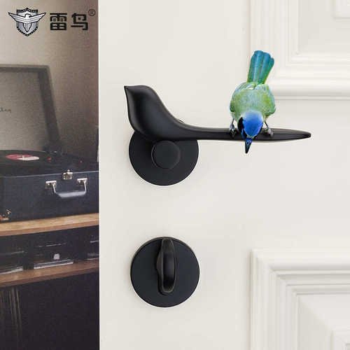 雷鸟小鸟门锁现代分体实木门锁具轻奢简约金色静音室内卧室房门锁