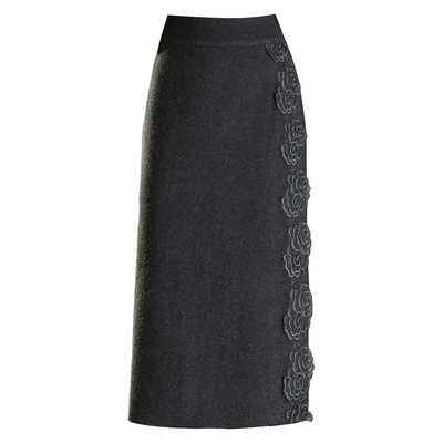 气质牡丹花边毛线裙包臀半身裙