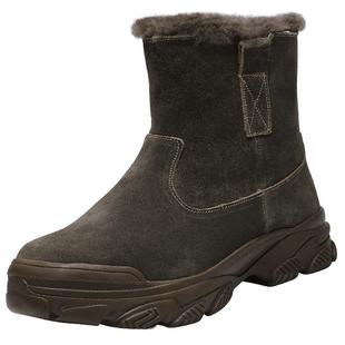 强人3515冬季羊毛靴男加厚防寒高帮棉靴蒙古靴皮毛一体东北雪地靴