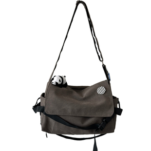 不凉少女大容量通勤邮差包男日系ins小众斜挎包女学生上课帆布包