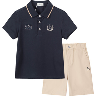 hazzys哈吉斯童装男童短袖套装2026夏新珠地吸湿速干舒适两件套