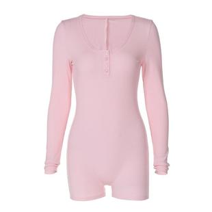 gusty美式辣妹性感收腰长袖连体衣螺纹内搭上衣休闲高腰紧身裤 冬