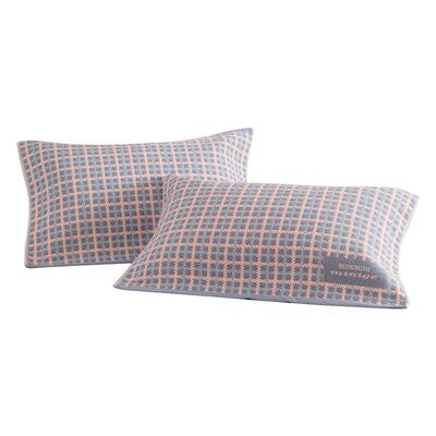 无印良品全棉多层纱布枕巾加大款