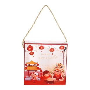 新年透明雪花酥包装盒牛轧糖曲奇饼干糯米船奶枣糖果年货手提礼盒