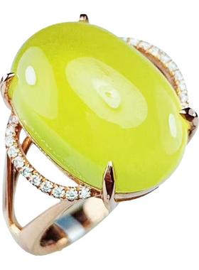 金色葡萄石戒指18K玫瑰金附证书