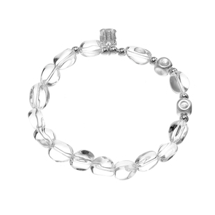 AHCHOO 静奢不规则透亮白水晶手串S925纯银圆球手链悦己能量手环