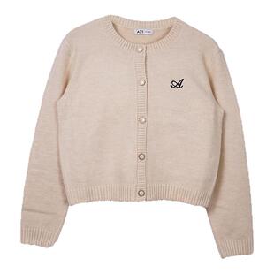 A21女装针织开衫春秋季圆领休闲小香风长袖百搭绣花外套休闲舒服