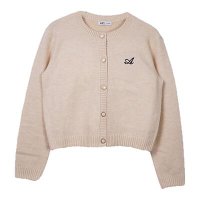 A21女装针织开衫春秋季圆领休闲小香风长袖百搭绣花外套休闲舒服