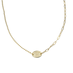 爱与和平项链金色字母吊牌银饰女轻奢小众个性锁骨链纯银新款饰品
