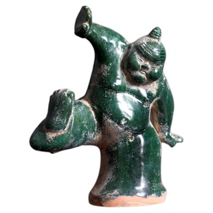 汉绿釉陶器陶瓷相扑俑摆件陶俑人物俑古物复制收藏影视道具艺术品