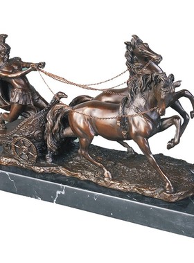 马拉车雕塑办公室玄关摆件工艺品