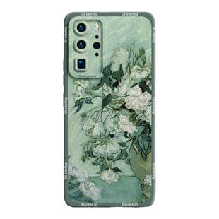 适用于华为P40pro手机壳P402025新款高级Pro+液态硅胶男女款印象派油画个性风镜头全包防摔带挂绳简约保护套