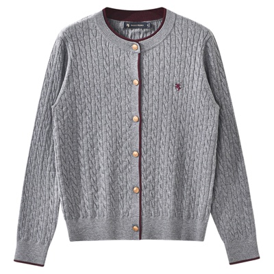 保罗彼得秋冬新款女针织圆领保暖气质时尚长袖开衫毛衣JAECZ00101