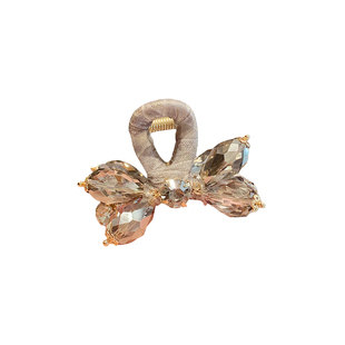 时尚中号抓夹水钻浅咖色鲨鱼夹女轻奢百搭盘发夹高级感2026新款