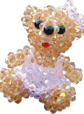纯手工串珠成品人造水晶小泰迪熊