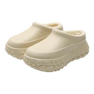 毛毛厚底棉拖鞋男女包跟秋冬新款防滑加绒保暖防水增高月子雪地靴