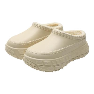 毛毛厚底棉拖鞋男女包跟秋冬新款防滑加绒保暖防水增高月子雪地靴