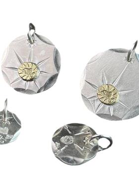 PEEAGO高山隆StopLight錾刻点金S925纯银银饼吊坠潮流复古机车