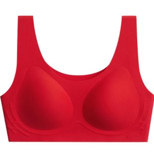 红豆居家大红色内衣女无钢圈本命年结婚礼物内裤文胸套装新婚礼盒