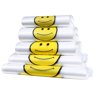 加厚笑脸塑料袋打包袋透明食品袋商用背心方便袋外卖袋马夹袋家用