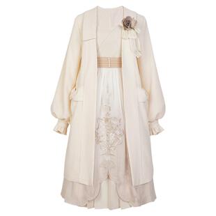 连衣裙女春秋新款国风套装温柔宽松休闲开衫早秋新中式中长款外套