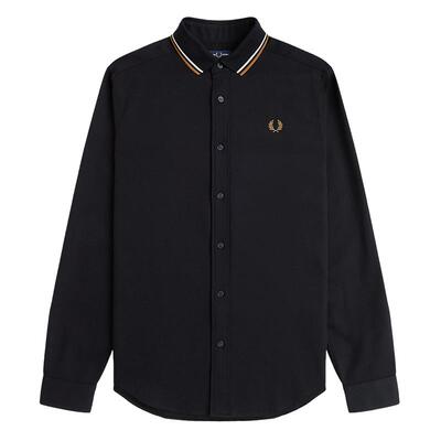 FRED PERRY男士衬衫2026春季新款POLO领麦穗刺绣长袖衬衣潮M2437