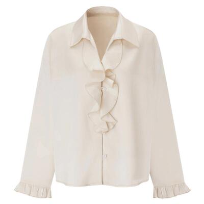 NotEven法式纯色气质荷叶衬衫