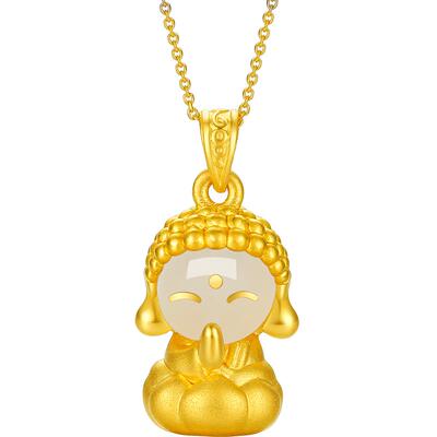 周六福本命年守护神金镶玉吊坠