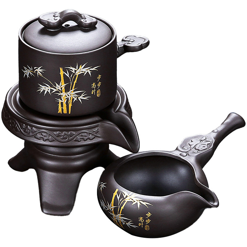 紫砂自动茶具套装泡茶神器三件创意简约石墨旋转茶壶出水功夫茶具