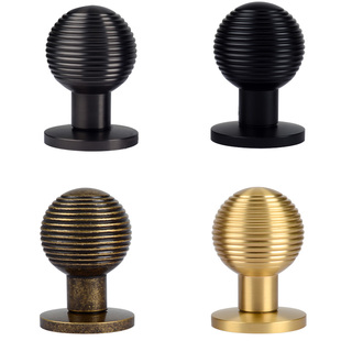 萨曼利雅黄铜复古圆球形门锁古铜色室内分体磁吸静音卧室双开门把