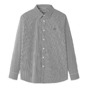 HLA/海澜之家山不在高条纹外套长袖休闲衬衫25秋新刺绣时尚衬衣男