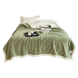 果色毛毯塔芙绒羊羔绒双层毯子冬季加厚盖毯办公室午睡午休沙发毯