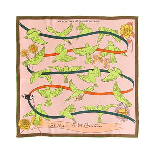 双成记弗里达麻雀之家双面印花中方巾真丝丝巾桑蚕丝披肩发带送礼