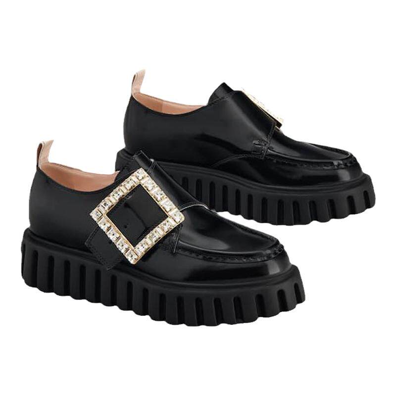 Roger Vivier/罗杰·维维亚女鞋漆皮鞋面 带钻扣的横带设计乐福鞋