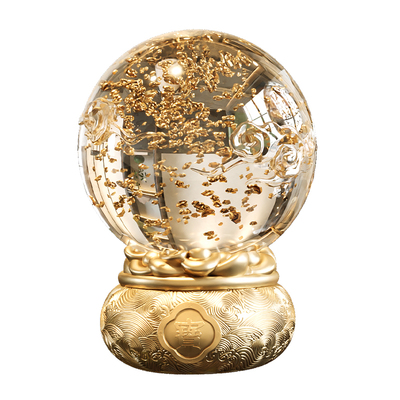 透明水晶球聚宝盆摆件