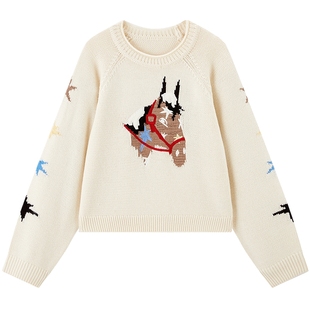 【向涵之同款】乐町星愿小马短款卡通针织衫春宽松毛衣C2EEG1227