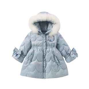 D.Bkyer女童羽绒服冬装冰雪奇缘爱莎公主艾莎加厚保暖外套中长款