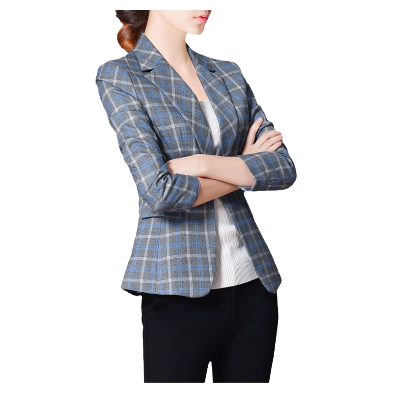 塵埃之家格子西裝外套女2025春裝女秋chic長袖職業(yè)小西服女短款