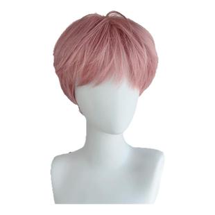 粉色假发男生全头套日常短发假发帅气自然全真发蓬松男士假发套