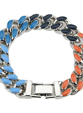 yu原创设计嘻哈七彩潮cuban手链