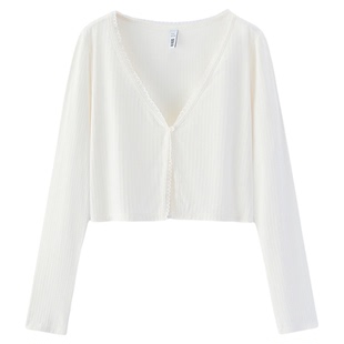 陈都灵防晒外套森马夹克女夏短款蕾丝花边修身凉感肌理26新款上衣