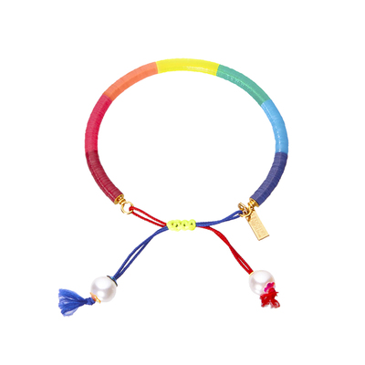 lamemobijou珍珠红绳彩虹手绳