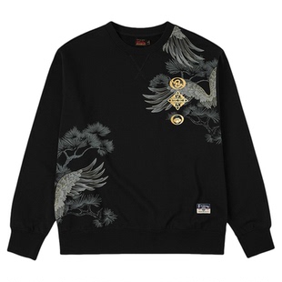 EVISU福神2025秋男士仙鹤报恩烫金印花卫衣2EAHTM5SW1139RXCT