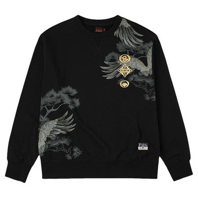 EVISU男士仙鹤报恩烫金印花卫衣