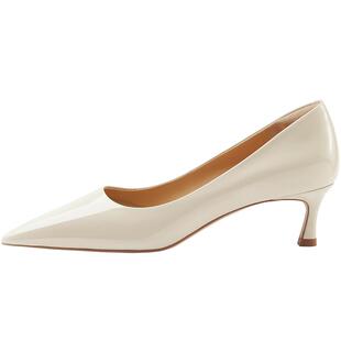 明星同款7or9春夏女鞋裸色白色尖头羊皮通勤职业细高跟鞋单鞋茉莉