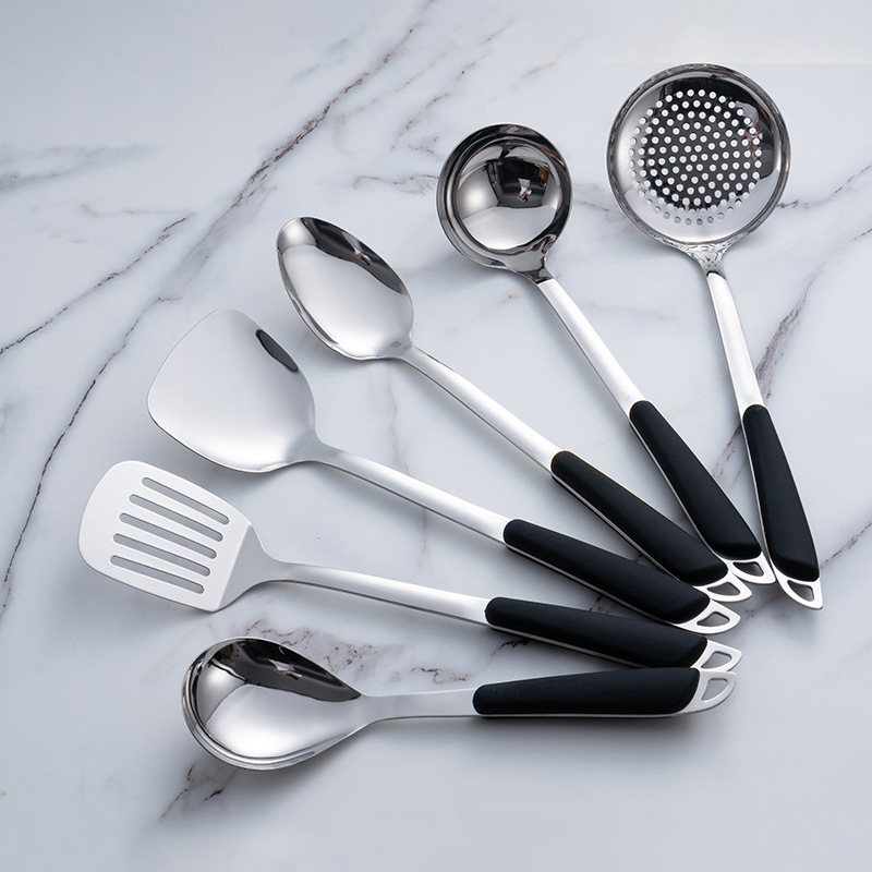 新款不锈钢厨具套装炒菜铲长柄漏勺饭家用锅铲汤勺大加厚大现货勺