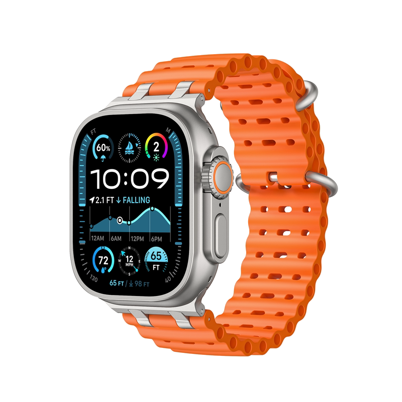 适用AppleWatchS12海洋硅胶表带